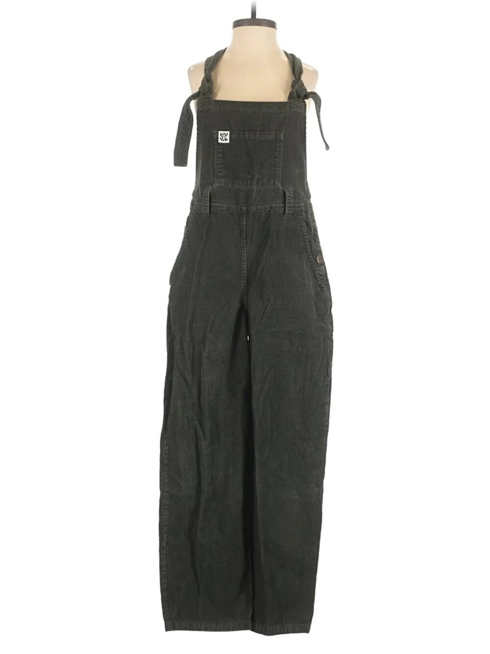 Lucy & Yak Easton Corduroy Dungarees Dark Olive Green UK 6/US 2 New Organic